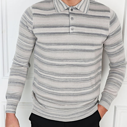 Dove Ombré - Long Sleeve Polo Shirt