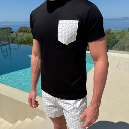 Geometric swim - white/grey - full set + swim bag