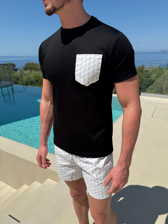 Geometric swim - white/grey - full set + swim bag