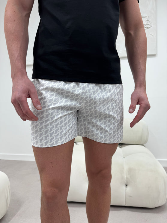 Geometric swim - premium swim short - grey