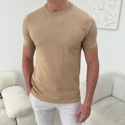 Silk Knitted T-shirt - Champagne