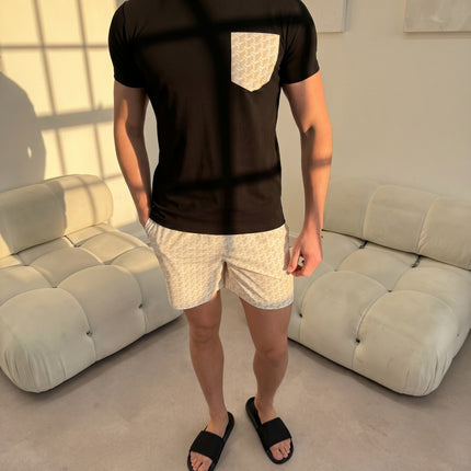 Geometric swim - beige - full set + swim bag