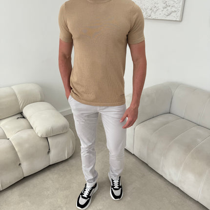 Silk Knitted T-shirt - Champagne