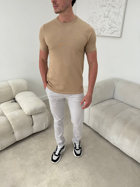 Silk Knitted T-shirt - Champagne