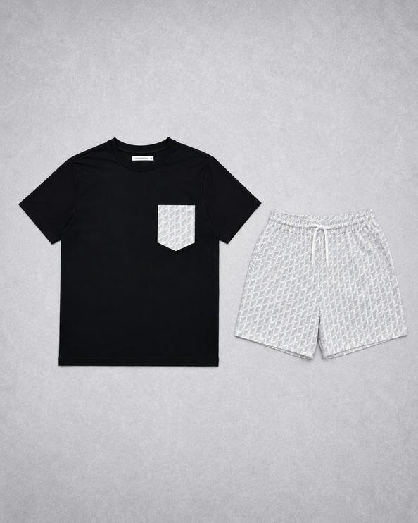Geometric swim - white/grey - full set + swim bag - last restock