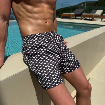 Geometric swim - white/black - full set + swim bag