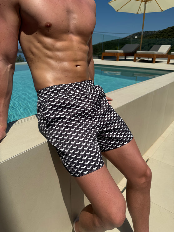 Geometric swim - white/black - full set + swim bag