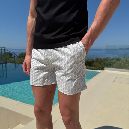 Geometric swim - white/grey - full set + swim bag