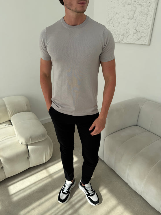 Silk Knitted T-shirt - Grey