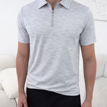 Textured Polo Shirt - Pebble Grey
