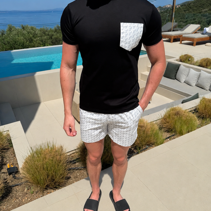 Geometric swim - white/grey - full set + swim bag