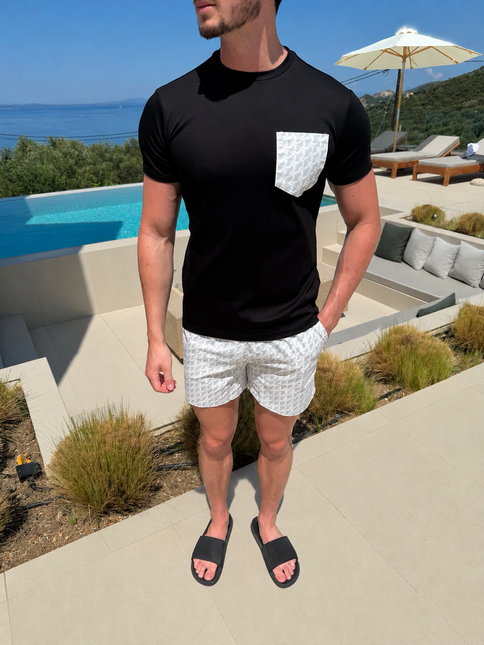 Geometric swim - white/grey - full set + swim bag