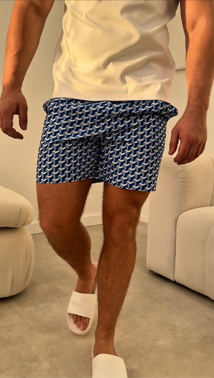 Geometric swim - blue/white - full set