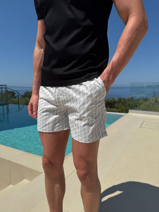 Geometric swim - premium swim short - grey