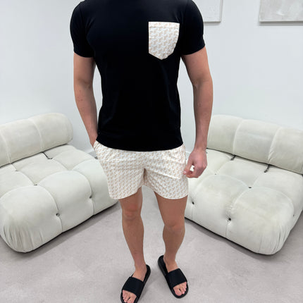 Geometric swim - beige - full set + swim bag