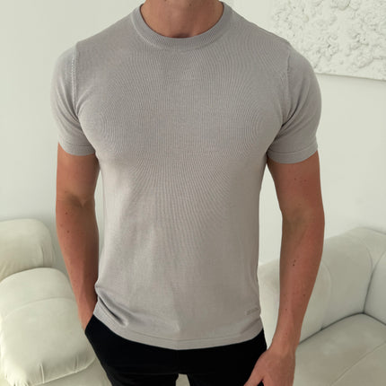 Silk Knitted T-shirt - Grey