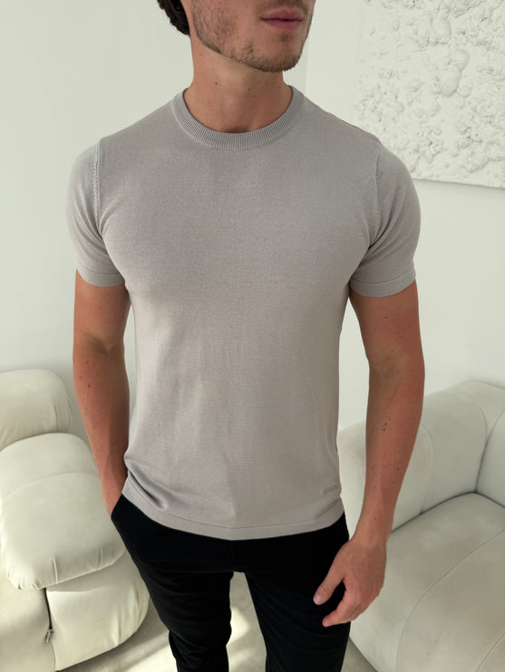 Silk Knitted T-shirt - Grey