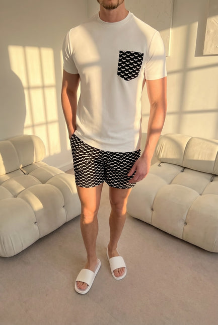 Geometric swim - white/black - full set + swim bag - pre-sale