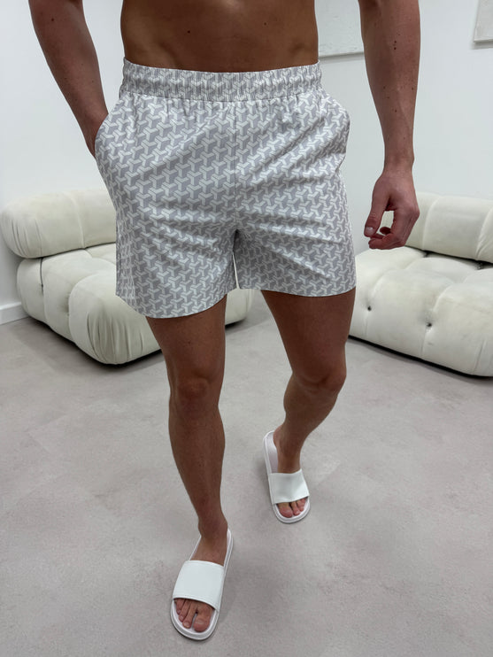 Geometric swim - premium swim short - grey
