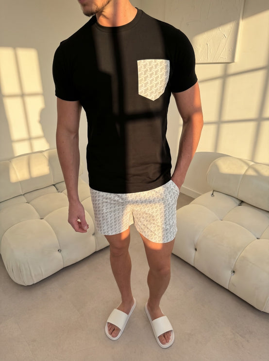 Geometric swim - white/grey - full set + swim bag - last restock
