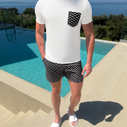 Geometric swim - white/black - full set + swim bag