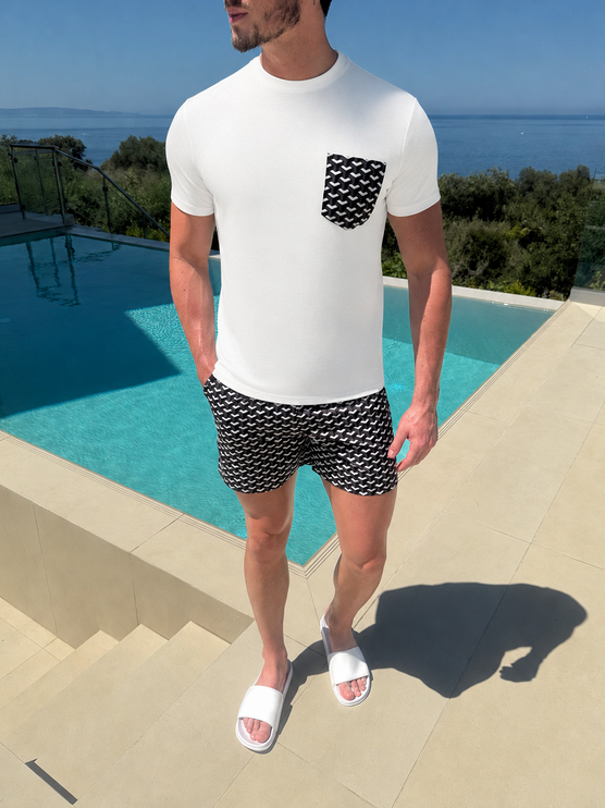 Geometric swim - white/black - full set + swim bag