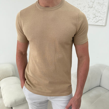Silk Knitted T-shirt - Champagne