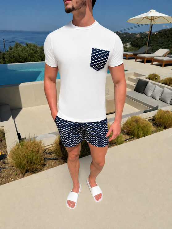 Geometric swim - Deep Blue - full set + swim bag