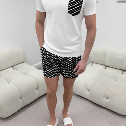 Geometric swim - white/black - full set + swim bag