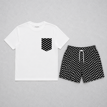 Geometric swim - white/black - full set + swim bag