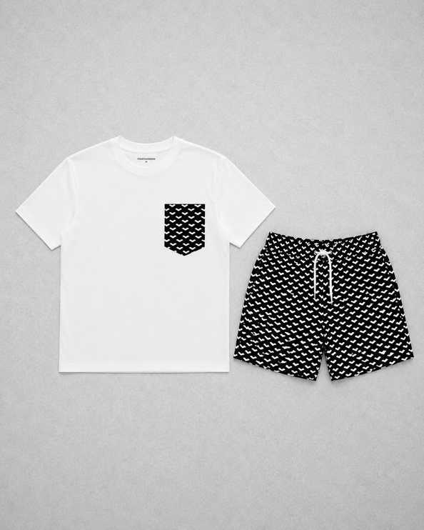 Geometric swim - white/black - full set + swim bag - last restock