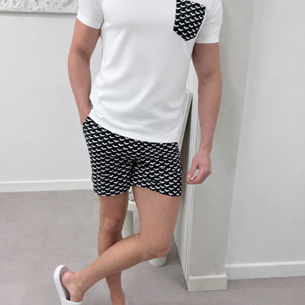 Geometric swim - white/black - full set + swim bag