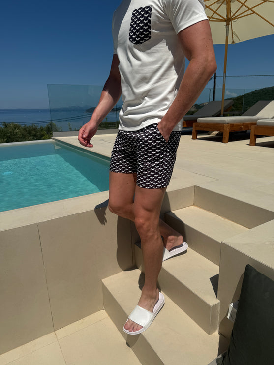 Geometric swim - white/black - full set + swim bag